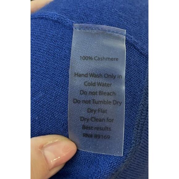 ATM Blue 100% Cashmere Long Sleeve Crew Neck Women's Sweater Size Small - Picture 3 of 5